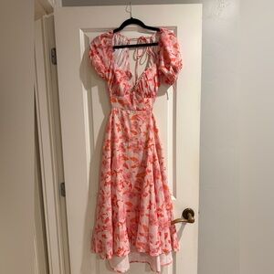 Floral Pink and Orange Women's Dress